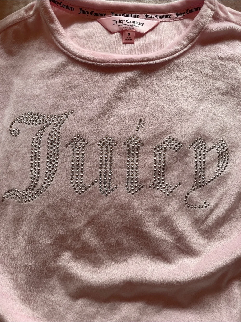 Juicy Couture Light Pink Rhinestone Logo Velour Lounge Set